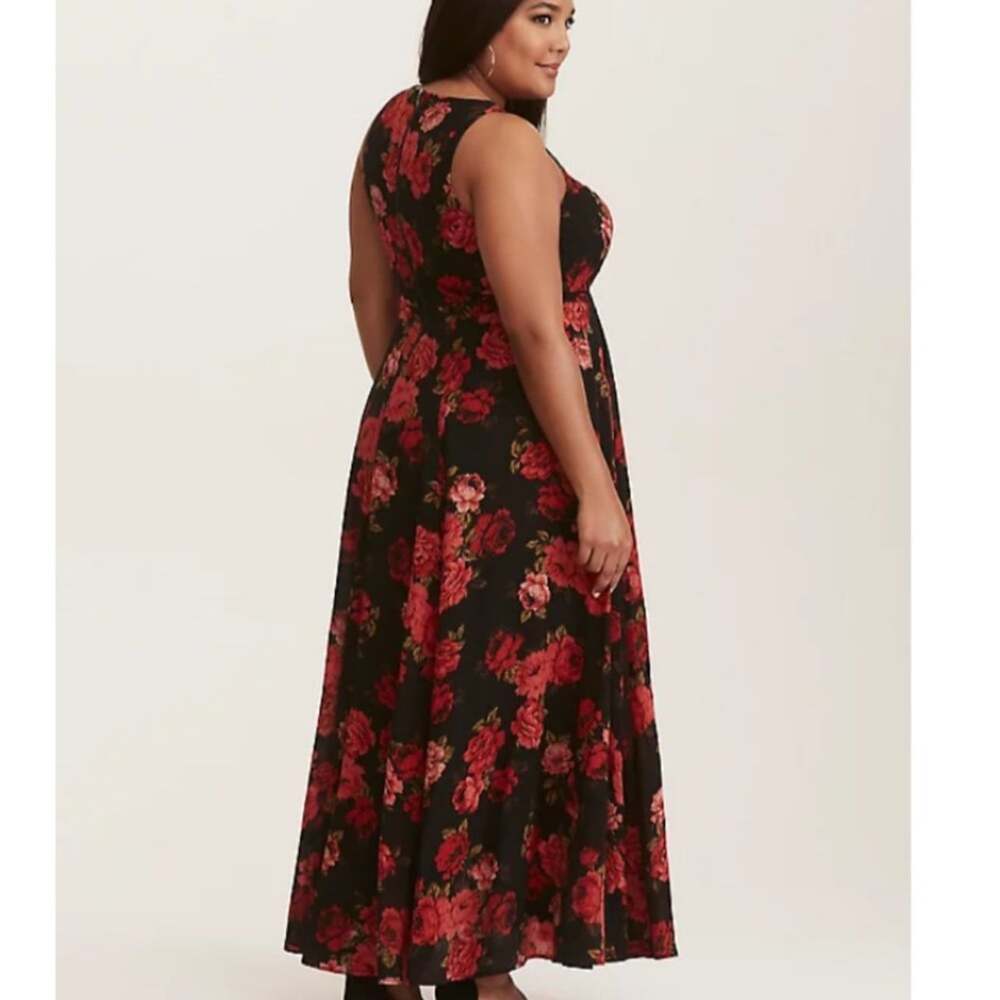 Torrid Floral Maxi Dress Size 20 Black Pink Rose Sleeveless NWT Plus Size